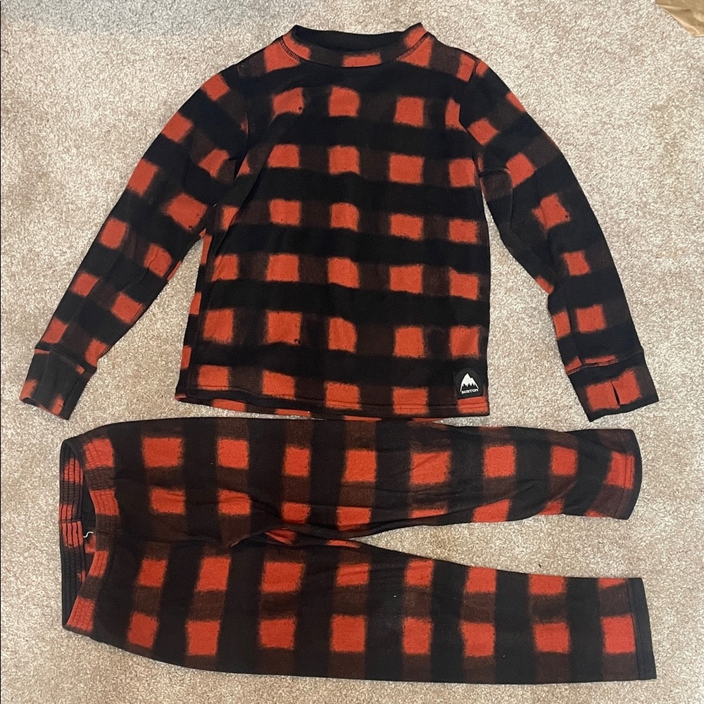 Burton Kids Fleece Base Layer Set - Black and Red